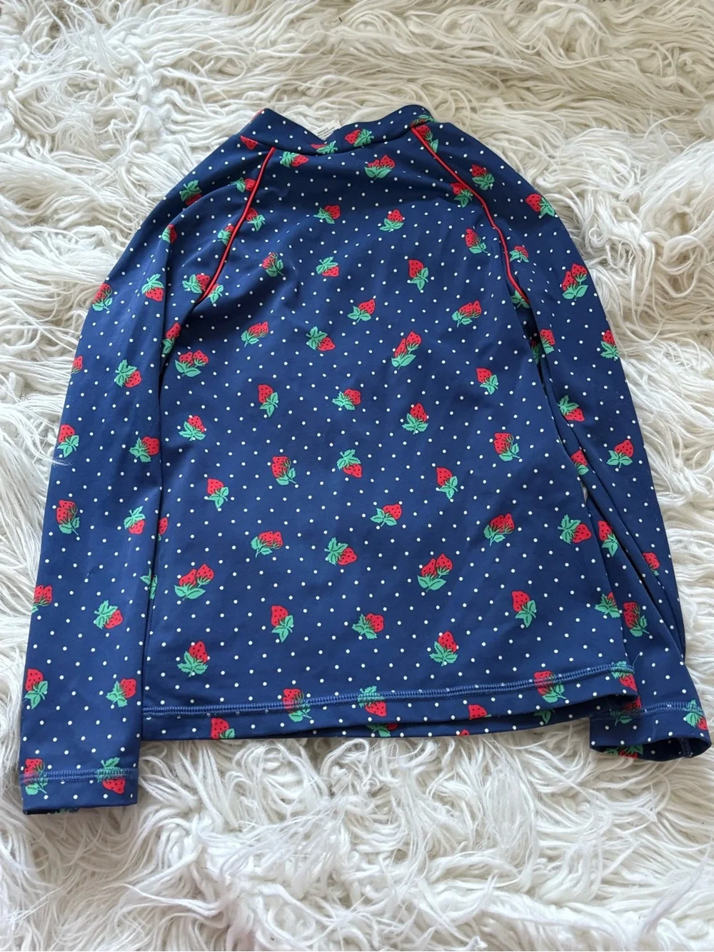 Boden Strawberry Polka Dot Rash Guard 7-8Y